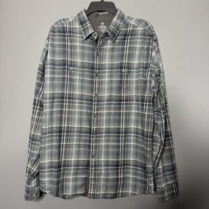 Kuhl Shirt Mens XL Gray Plaid Flannel Long Sleeve Button Front Outdoor Hiking